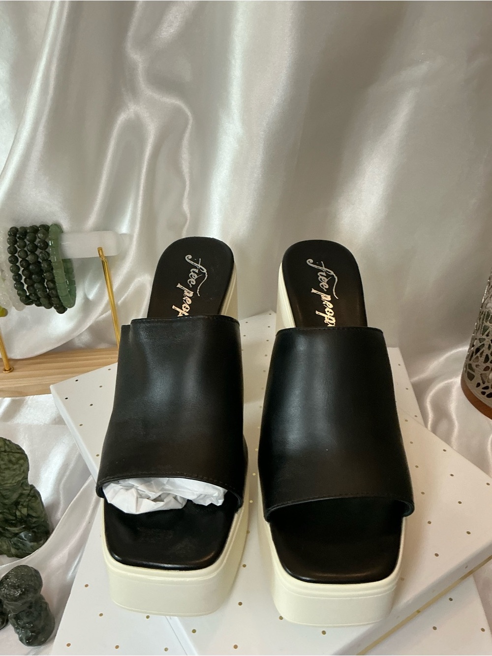 Free People Black and White Chunky Platform Mules - Picture 4 of 5